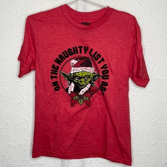 Star Wars “On The Naughty List You Are” Screen Print Short Sleeved Shirt MED NWT - Picture 6 of 7